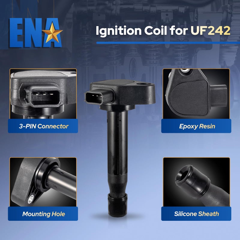 ENA Set of 6 Ignition Coil Pack 3.0L 3.2L 3.5L Compatible with Acura Honda 2001 2002 2003 2004 2005 2006 2007 2008 Accord 2009 2010 Odyssey CL RL TL 3.0L 3.2L 3.5L Coils for UF242 C1221 30520P8EA01 - Image 4